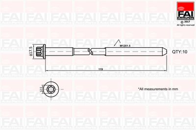 Комплект болтов головки цилидра FAI AutoParts B1401