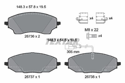 Bremžu uzliku kompl., Disku bremzes TEXTAR 2673601
