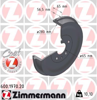 Bremžu trumulis ZIMMERMANN 600.1970.20
