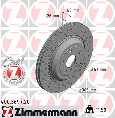Bremžu diski ZIMMERMANN 400.3697.20