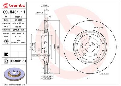 Bremžu diski BREMBO 09.N431.11