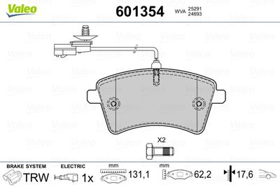 Bremžu uzliku kompl., Disku bremzes VALEO 601354