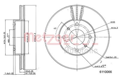 Тормозной диск METZGER 6110066