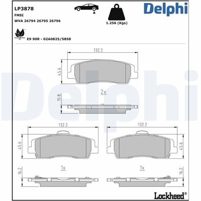 Bremžu uzliku kompl., Disku bremzes DELPHI LP3878