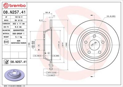 Тормозной диск BREMBO 08.N257.41