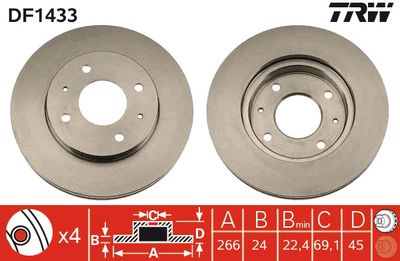 Тормозной диск TRW DF1433