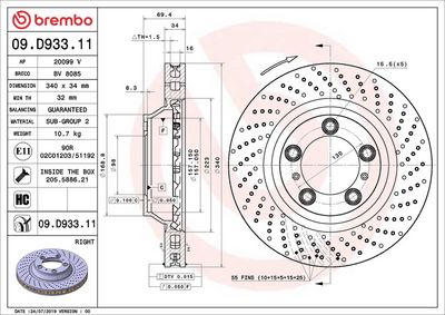 Тормозной диск BREMBO 09.D933.11