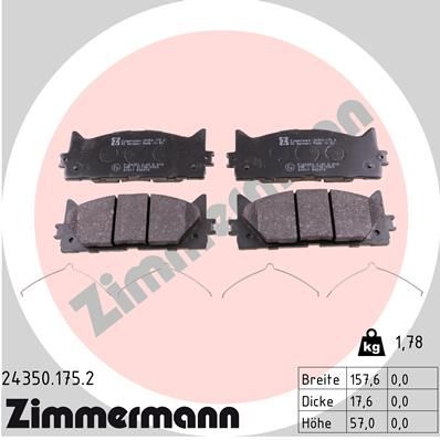 Bremžu uzliku kompl., Disku bremzes ZIMMERMANN 24350.175.2