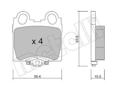 Комплект тормозных колодок, дисковый тормоз METELLI 22-0758-0