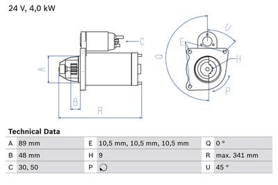 Стартер BOSCH 0 986 011 280
