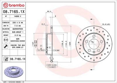 Тормозной диск BREMBO 08.7165.1X