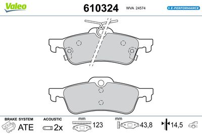 Bremžu uzliku kompl., Disku bremzes VALEO 610324
