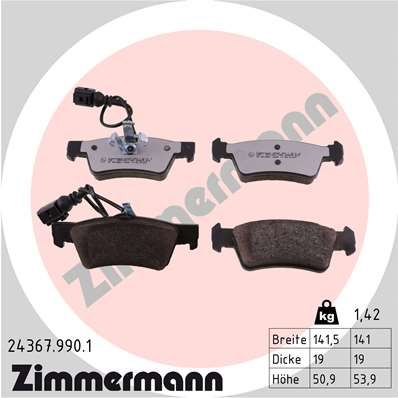 Bremžu uzliku kompl., Disku bremzes ZIMMERMANN 24367.990.1