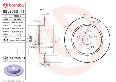 Тормозной диск BREMBO 08.E033.11