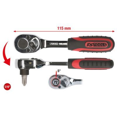 Uzgriežņu atslēga ar pārslēdzamu sprūdmehānismu KS TOOLS 918.1495