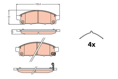 Bremžu uzliku kompl., Disku bremzes TRW GDB2124