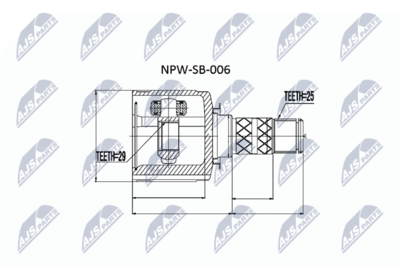 Šarnīru komplekts, Piedziņas vārpsta NTY NPW-SB-006