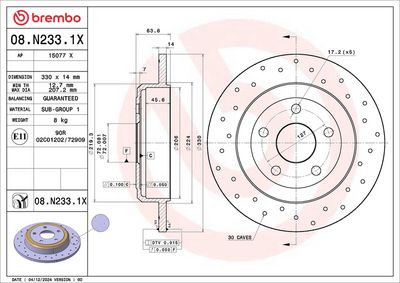 Bremžu diski BREMBO 08.N233.1X