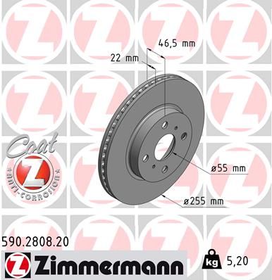 Тормозной диск ZIMMERMANN 590.2808.20