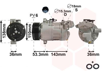 Компрессор, кондиционер VAN WEZEL 0600K321