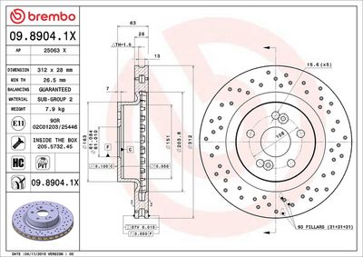 Тормозной диск BREMBO 09.8904.1X