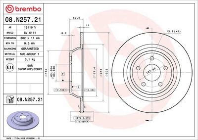 Bremžu diski BREMBO 08.N257.21