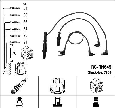 Augstsprieguma vadu komplekts NGK 7154