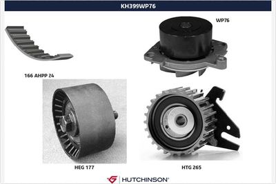 Ūdenssūknis + Zobsiksnas komplekts HUTCHINSON KH 399WP76