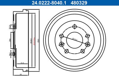 Bremžu trumulis ATE 24.0222-8040.1