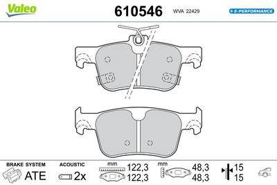 Bremžu uzliku kompl., Disku bremzes VALEO 610546