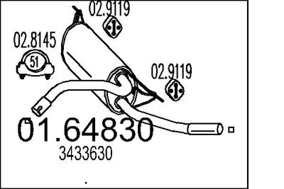 Глушитель выхлопных газов конечный MTS 01.64830