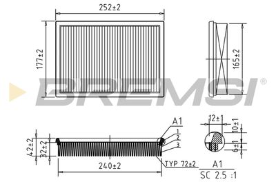 Воздушный фильтр BREMSI FA1251
