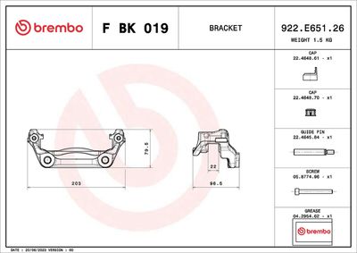 BREMBO FBK019 Bremžu suporta skavas stipr