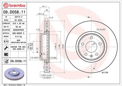Тормозной диск BREMBO 09.D058.11