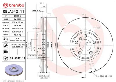 Тормозной диск BREMBO 09.A542.11