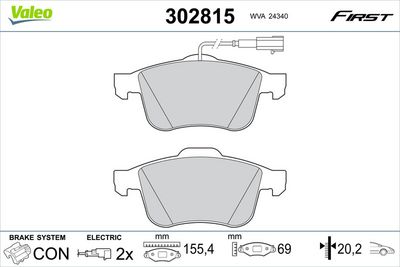 Bremžu uzliku kompl., Disku bremzes VALEO 302815