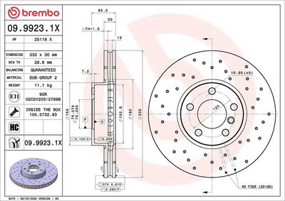 Тормозной диск BREMBO 09.9923.1X