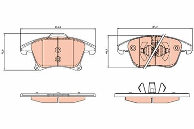 Bremžu uzliku kompl., Disku bremzes TRW GDB2075