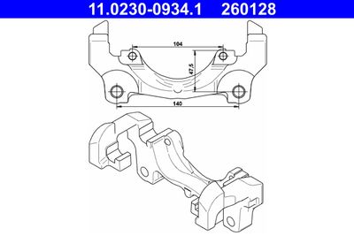 Кронштейн, корпус скобы тормоза ATE 11.0230-0934.1