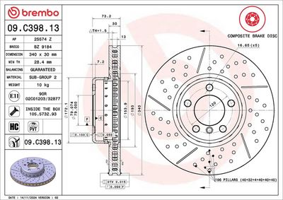 Тормозной диск BREMBO 09.C398.13