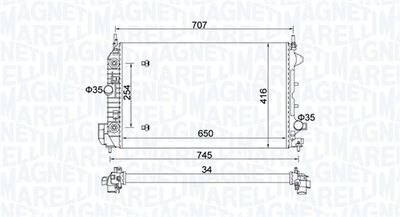 Радиатор, охлаждение двигателя MAGNETI MARELLI 350213162500