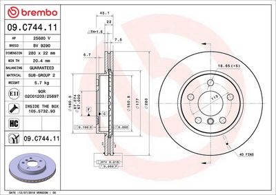 Bremžu diski BREMBO 09.C744.11