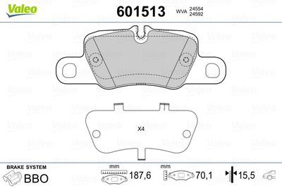 Bremžu uzliku kompl., Disku bremzes VALEO 601513