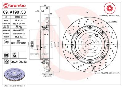 Bremžu diski BREMBO 09.A190.33