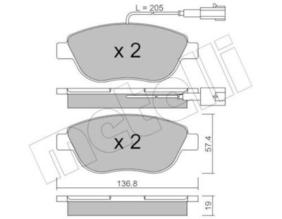 Комплект тормозных колодок, дисковый тормоз METELLI 22-0322-3