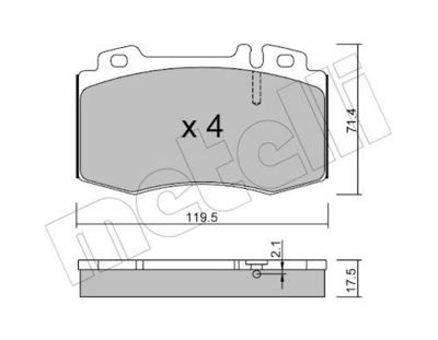 Bremžu uzliku kompl., Disku bremzes METELLI 22-0563-0