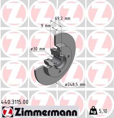 Тормозной диск ZIMMERMANN 440.3115.00