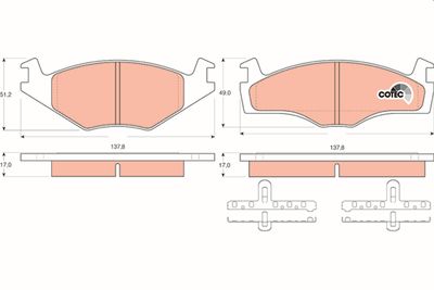Bremžu uzliku kompl., Disku bremzes TRW GDB1219