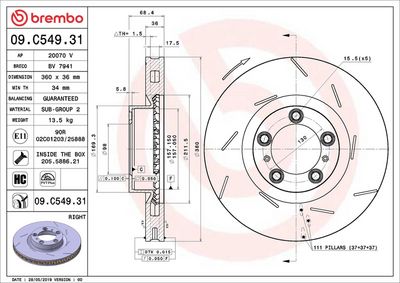 Тормозной диск BREMBO 09.C549.31