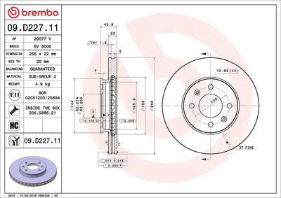 Bremžu diski BREMBO 09.D227.11